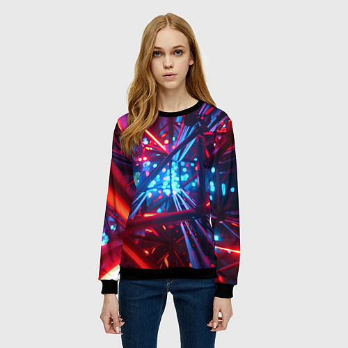 Женский свитшот Неоновые трубки / 3D-Черный – фото 3