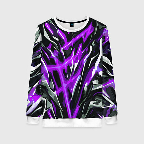 Женский свитшот Фиолетовая энергетическая абстракция / 3D-Белый – фото 1