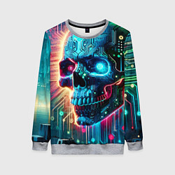 Свитшот женский Cool cyber skull - neon glow, цвет: 3D-меланж