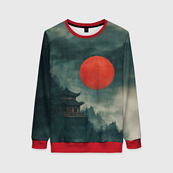 Женский свитшот Храм в горах - японский пейзаж