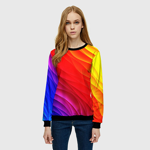 Женский свитшот Абстрактные волны текстура / 3D-Черный – фото 3