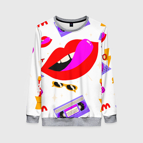 Женский свитшот Вечеринка 90-х: Яркие символы эпохи / 3D-Меланж – фото 1