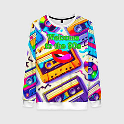 Свитшот женский Добро пожаловать в 90-е: Эра яркости и стиля, цвет: 3D-белый