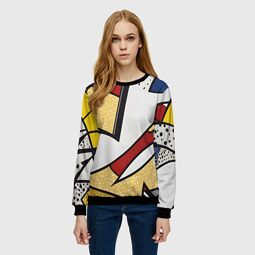 Женский свитшот Абстракция в стиле поп-арт / 3D-Черный – фото 3