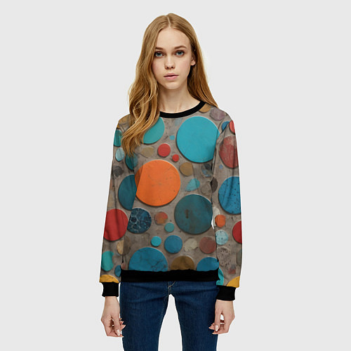Женский свитшот Арт вариация терраццо / 3D-Черный – фото 3