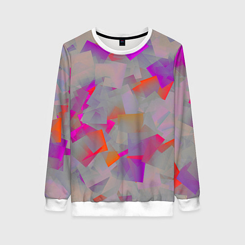 Женский свитшот Розово-фиолетовые осколки / 3D-Белый – фото 1