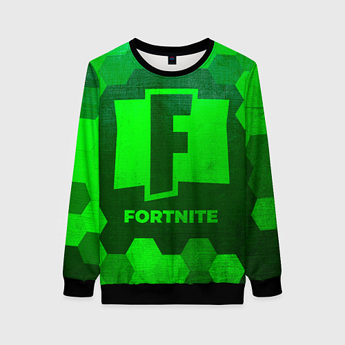 Женский свитшот Fortnite - green gradient / 3D-Черный – фото 1