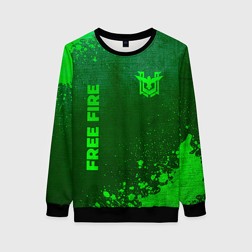 Женский свитшот Free Fire - green gradient вертикально / 3D-Черный – фото 1