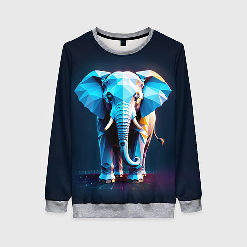 Женский свитшот Синий геометрический слон / 3D-Меланж – фото 1