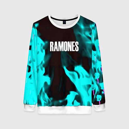 Женский свитшот Ramones fire rose / 3D-Белый – фото 1