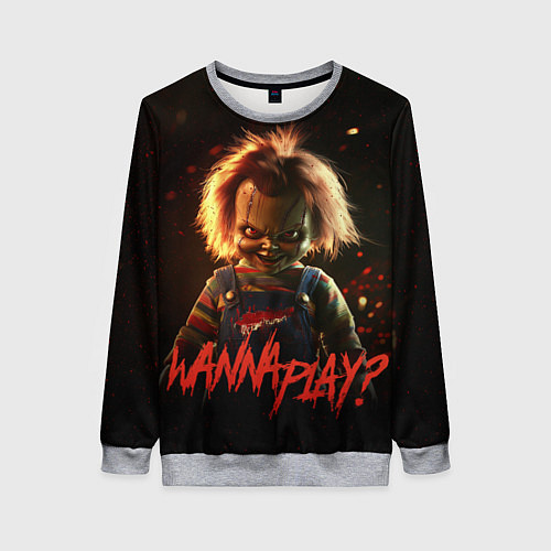 Женский свитшот Chucky wanna play? / 3D-Меланж – фото 1