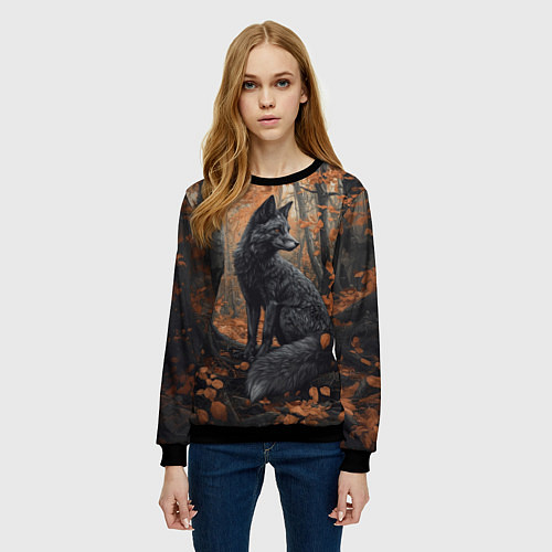 Женский свитшот Пепельный лис / 3D-Черный – фото 3