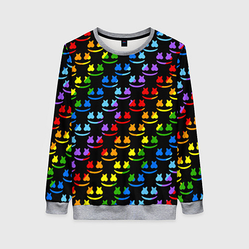 Женский свитшот Marshmello pattern neon / 3D-Меланж – фото 1