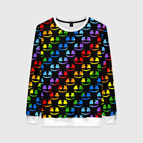 Женский свитшот Marshmello pattern neon / 3D-Белый – фото 1