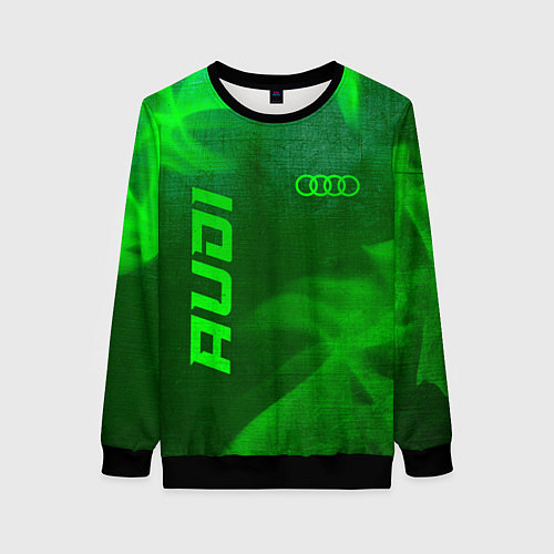 Женский свитшот Audi - green gradient вертикально / 3D-Черный – фото 1