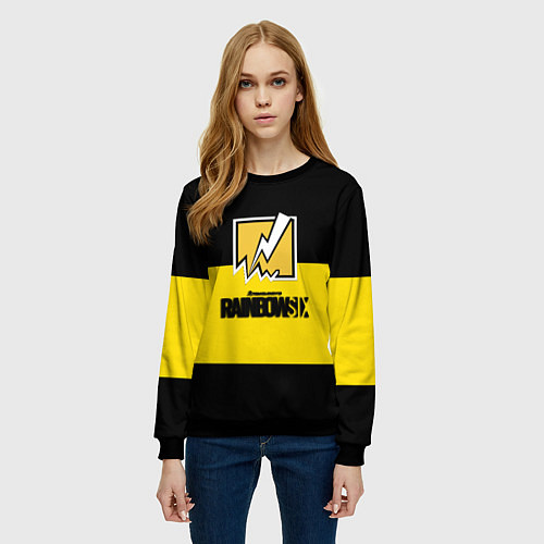Женский свитшот Rainbow six logo game / 3D-Черный – фото 3