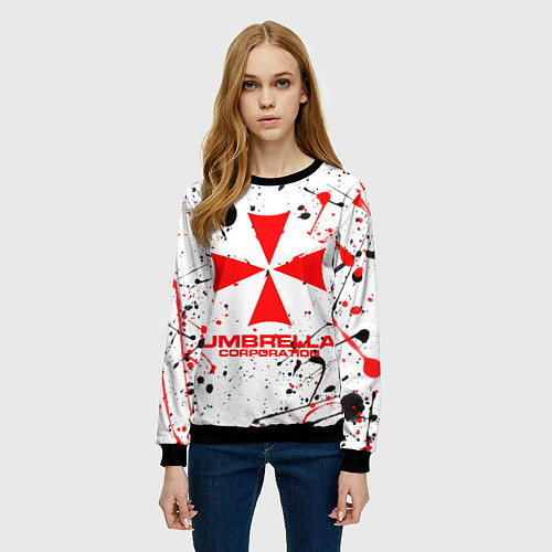 Женский свитшот Resident evil - краска / 3D-Черный – фото 3