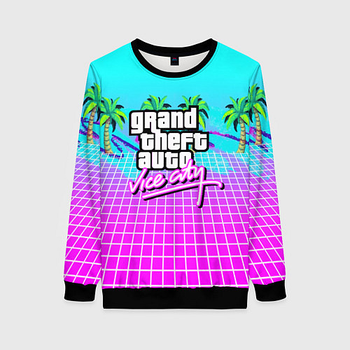 Женский свитшот Vice city tropic collection / 3D-Черный – фото 1