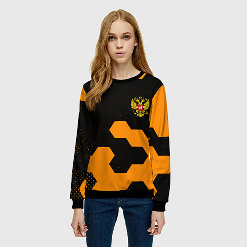 Женский свитшот Герф РФ соты броня / 3D-Черный – фото 3