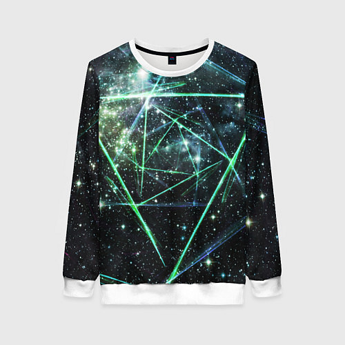 Женский свитшот Космические линии звезды / 3D-Белый – фото 1