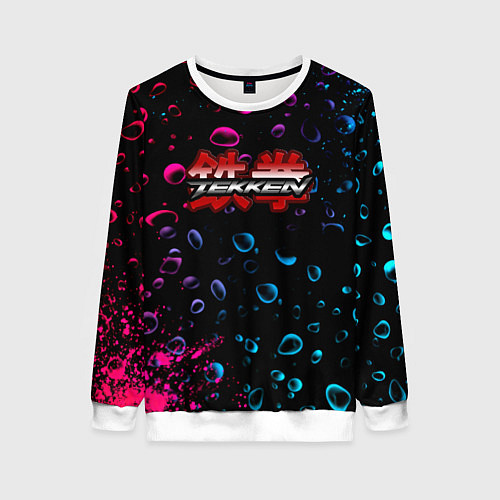 Женский свитшот Tekken неоновые капли / 3D-Белый – фото 1
