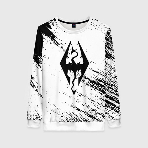Женский свитшот The Elder Scrolls чёрно белые краски / 3D-Белый – фото 1