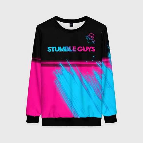 Женский свитшот Stumble Guys - neon gradient посередине / 3D-Черный – фото 1