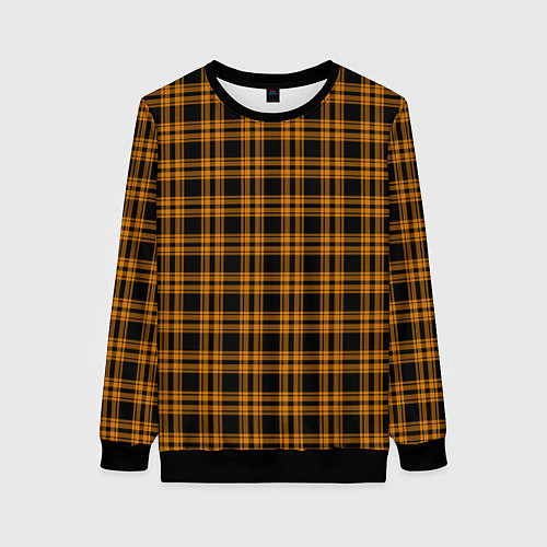 Женский свитшот Чёрно-жёлтый клетчатый / 3D-Черный – фото 1