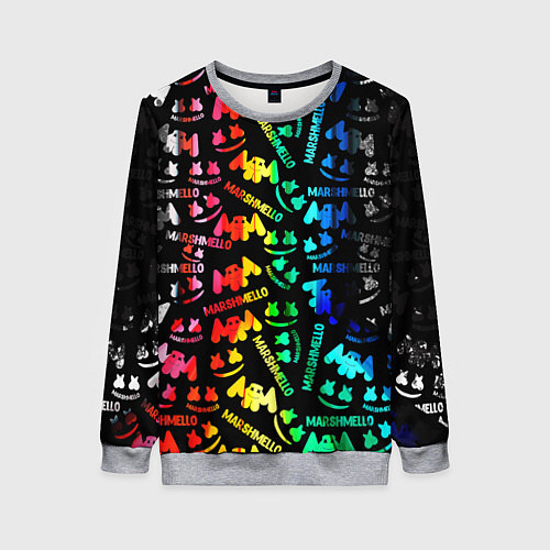 Женский свитшот Marshmello neon color / 3D-Меланж – фото 1