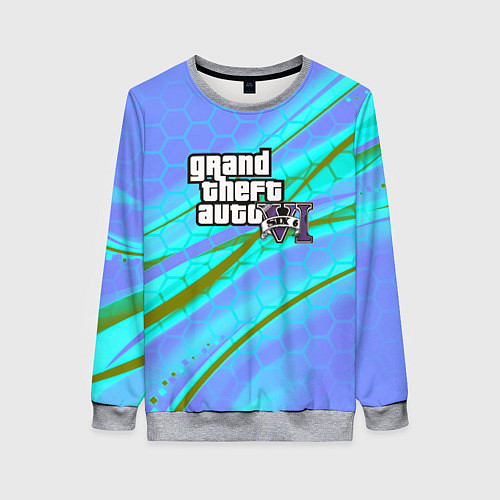 Женский свитшот GTA 6 неоновые соты геометрия / 3D-Меланж – фото 1