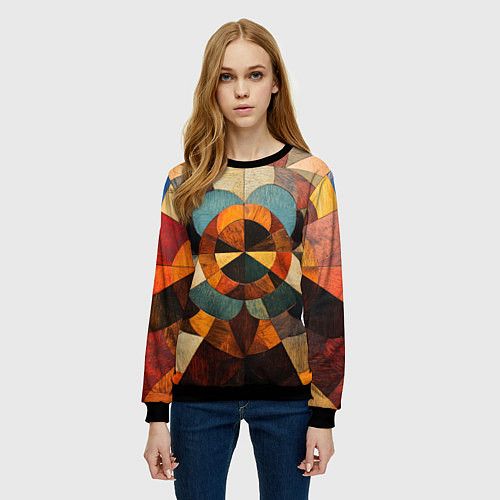 Женский свитшот Винтажная мозайка / 3D-Черный – фото 3