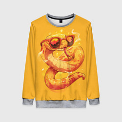 Женский свитшот Крутая желтая змея в очках