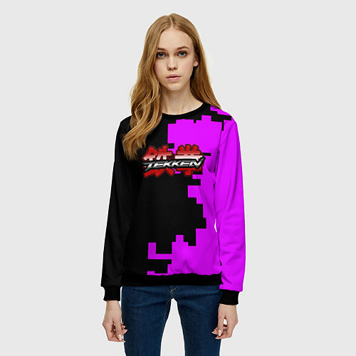 Женский свитшот Tekken pattern pink / 3D-Черный – фото 3