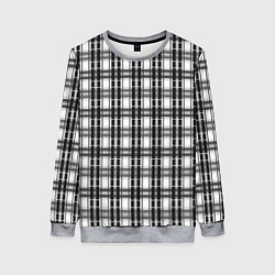 Свитшот женский Черно-белая шотландка клетчатый узор, цвет: 3D-меланж