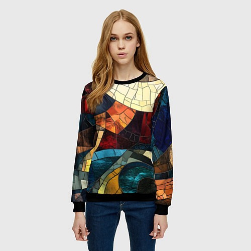Женский свитшот Эффект мозаики / 3D-Черный – фото 3
