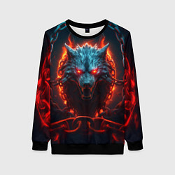 Женский свитшот Агрессивный волк в цепях