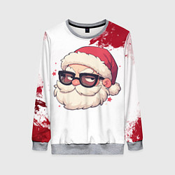 Свитшот женский Подозрительный Санта в очках, цвет: 3D-меланж