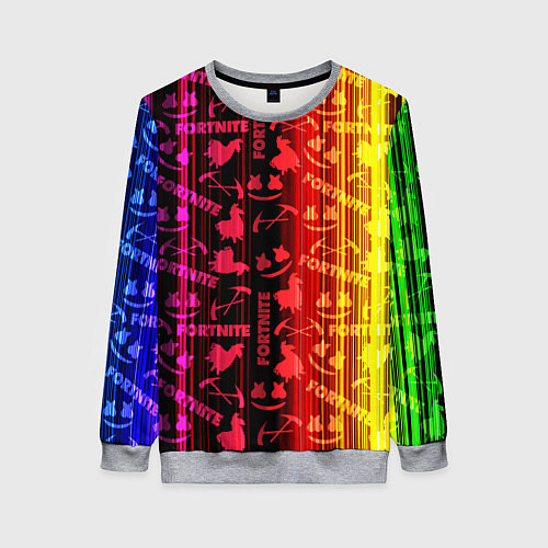 Женский свитшот Fortnite neon game / 3D-Меланж – фото 1