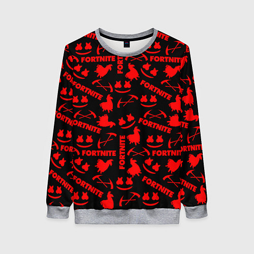Женский свитшот Fortnite pattern game red / 3D-Меланж – фото 1