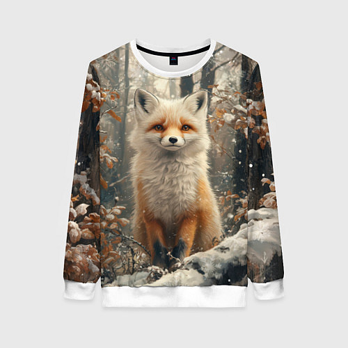 Женский свитшот Бело-рыжая лиса / 3D-Белый – фото 1