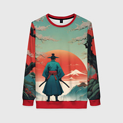 Женский свитшот Яркий самурай на закате