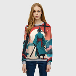 Свитшот женский Самурай на рассвете, цвет: 3D-меланж — фото 2