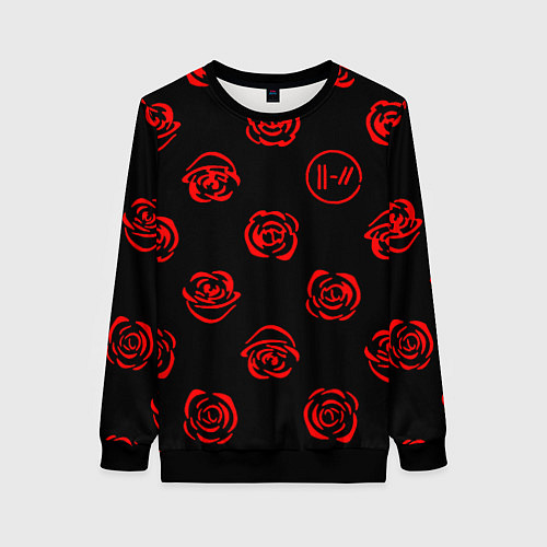 Женский свитшот Twenty one pilots rose pattern / 3D-Черный – фото 1