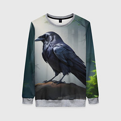 Женский свитшот Черный ворон в лесу