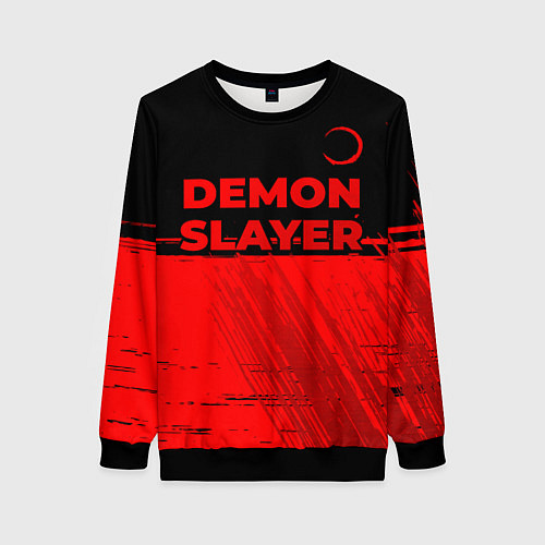 Женский свитшот Demon Slayer - red gradient посередине / 3D-Черный – фото 1