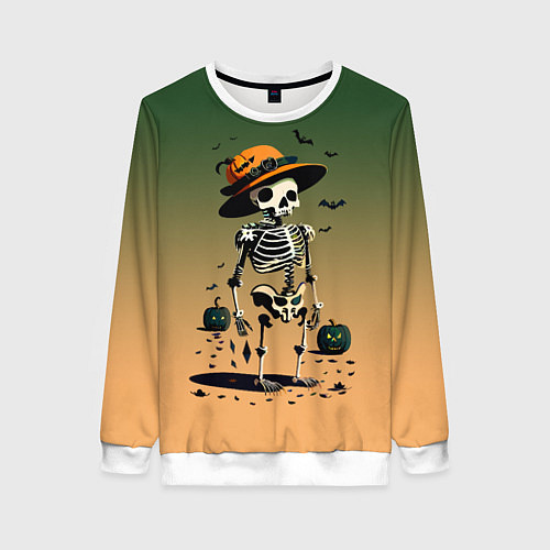 Женский свитшот Funny skeleton - ai art fantasy / 3D-Белый – фото 1