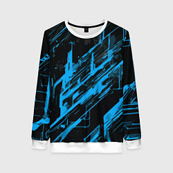Женский свитшот Blue stripes on a black background
