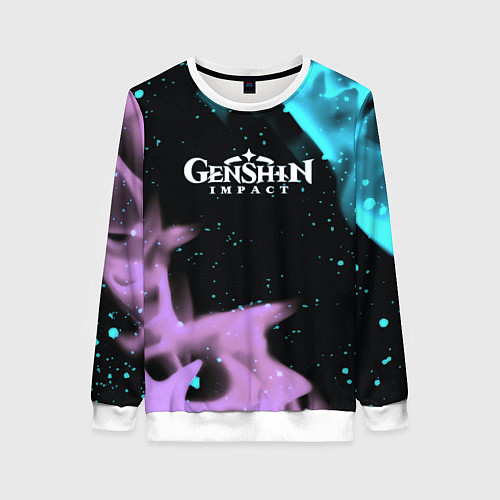 Женский свитшот Genshin Impact flame neon / 3D-Белый – фото 1