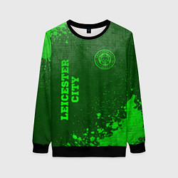 Свитшот женский Leicester City - green gradient вертикально, цвет: 3D-черный