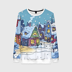 Женский свитшот Зимние домики иллюстрация